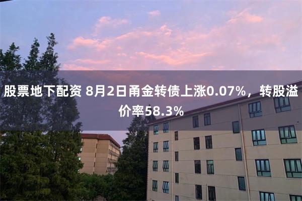 股票地下配资 8月2日甬金转债上涨0.07%，转股溢价率58.3%